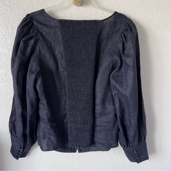 NEW Reformation MICAH CROPPED SMOCKED LINEN TOP size 16 - Picture 6 of 11